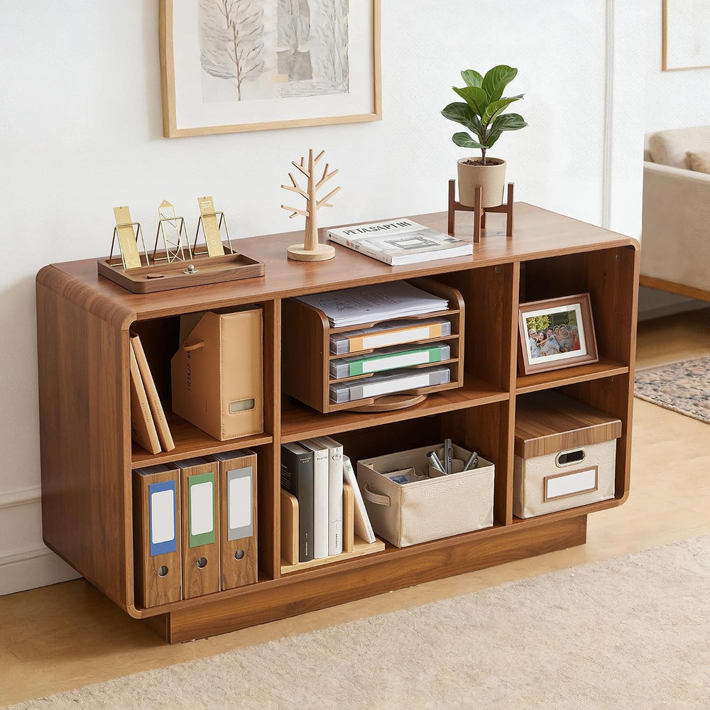 RARZOE 5-Tier AV Media Cabinet with Adjustable Shelves, 47'' Walnut