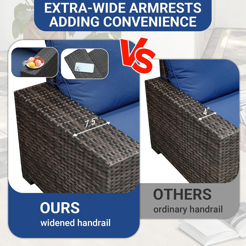 Jing's Villa 5-Piece Patio Furniture Set, All-Weather Outdoor Wicker Sect...