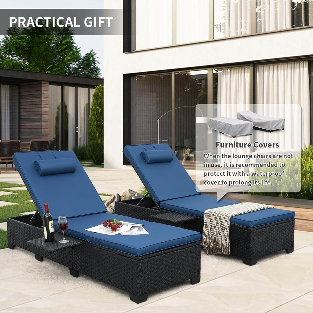WAROOM Outdoor Chaise Lounge Chairs for Outside Patio Furniture Set of 2 Wick...