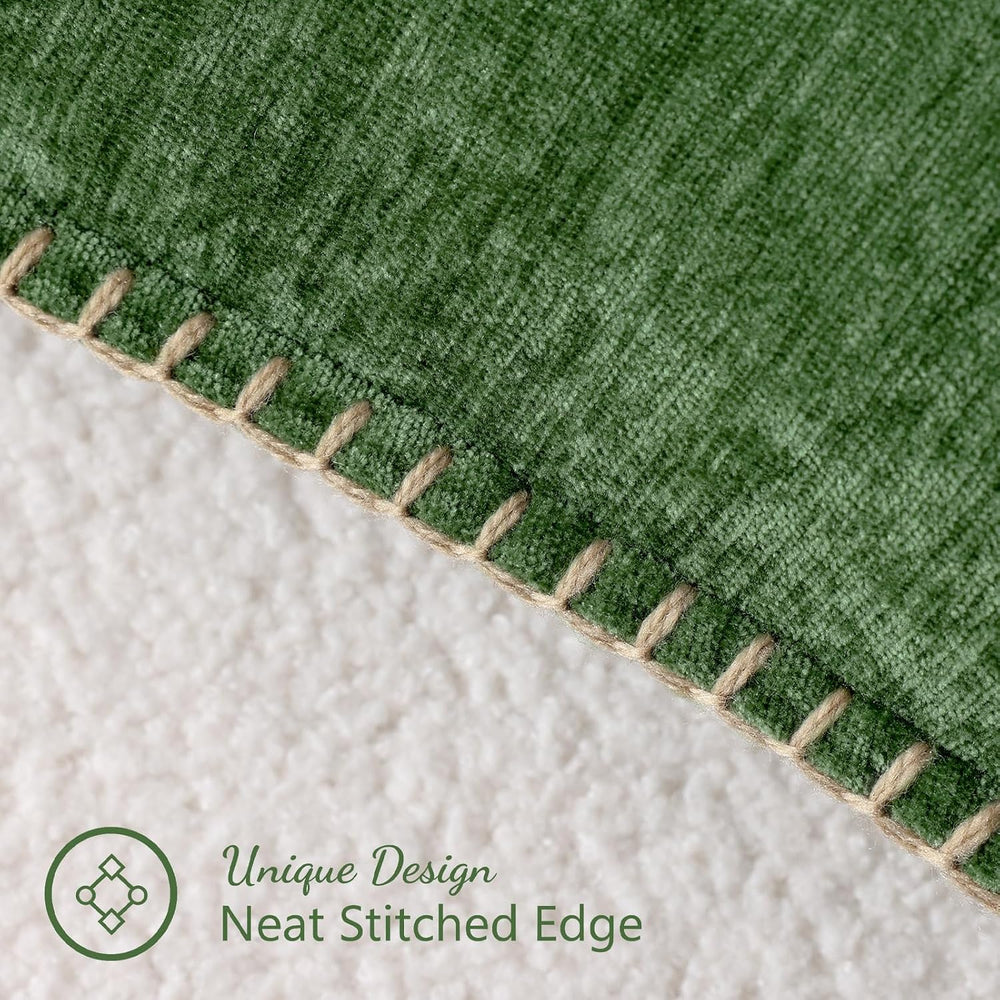 Pallene Chenille Soft Moss Green Throw Pillow Cover 24x24 Set of 2