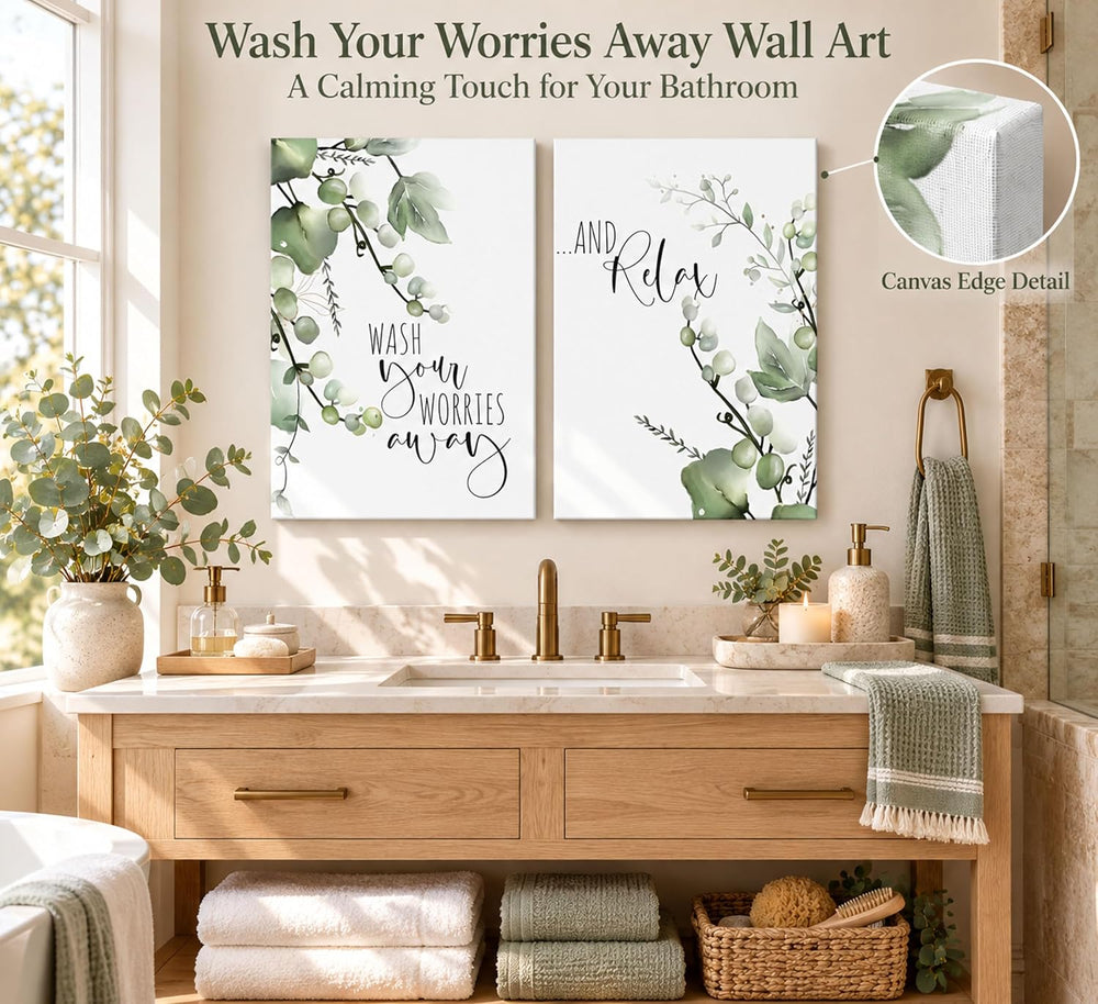 UHVBBCO 2 Pcs Eucalyptus Botanical Canvas Wall Art 12x16in