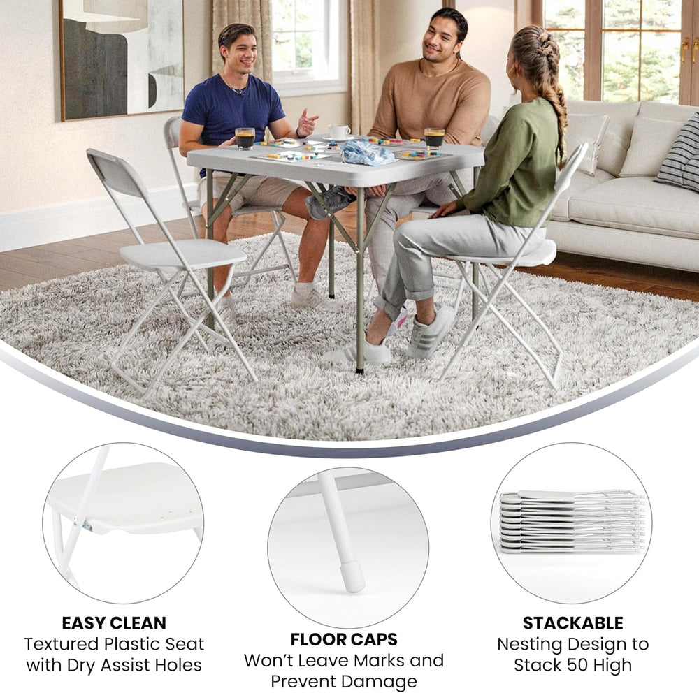 Flash Furniture Hercules Series Plastic Folding Chair - White - 4 Pack 650LB ...