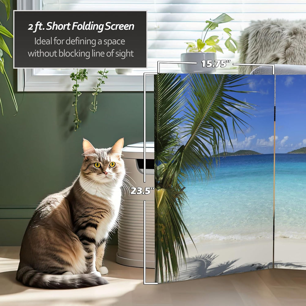 Red Lantern 2 ft. Short Double Sided Beach Canvas Folding Screen 3 Panel Free...