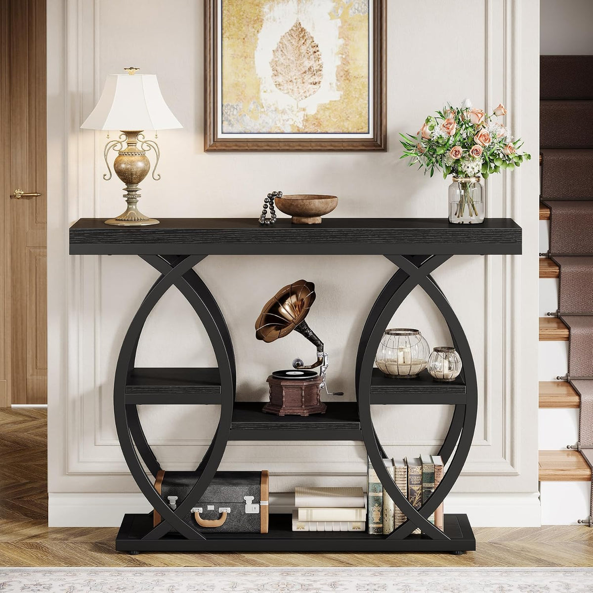 Tribesigns 39.4" Console Table, 4-Tier Sofa Table, Accent Tables, Black