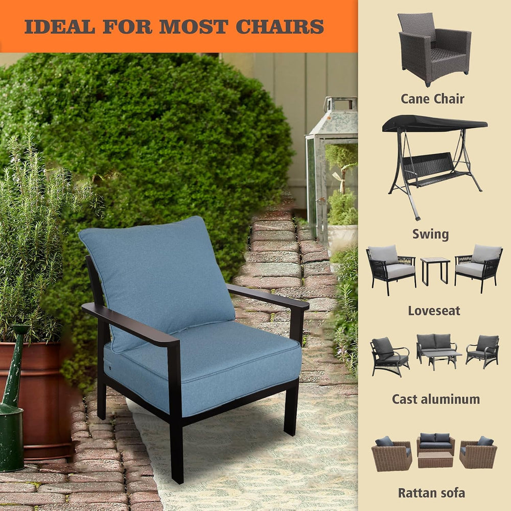 Goodgoods 22x24 Outdoor Deep Seat Cushions 2-Pack, 35D Foam, Light Blue