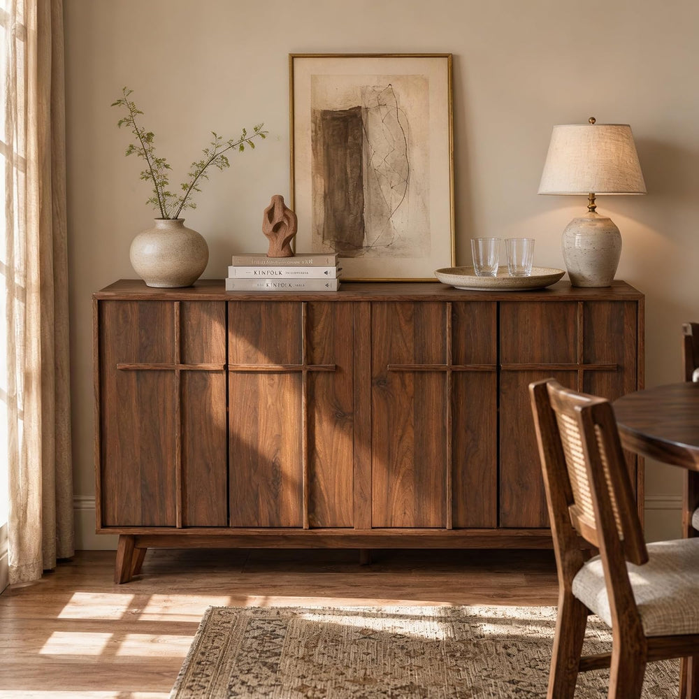 knoworld 59" Sideboard Buffet Cabinet with Storage, Modern Credenza, Brown