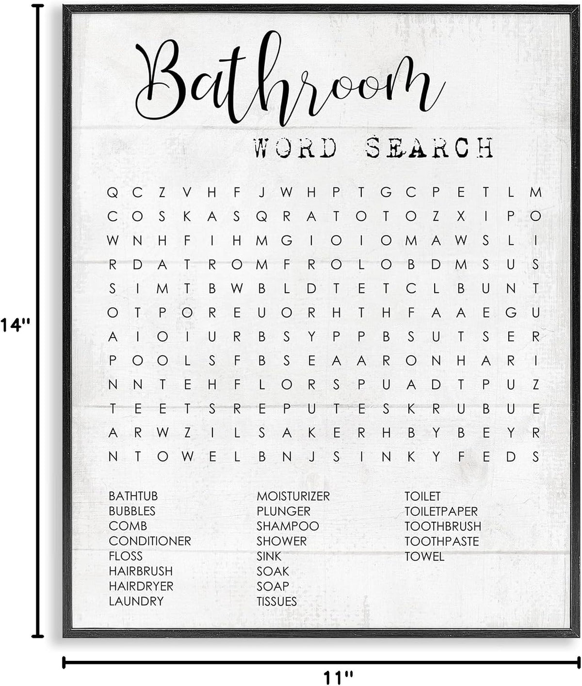 Stupell Industries Bathroom Search Fun Family Word, Design by Daphne Polselli Wall Art, 11 x 14, Black