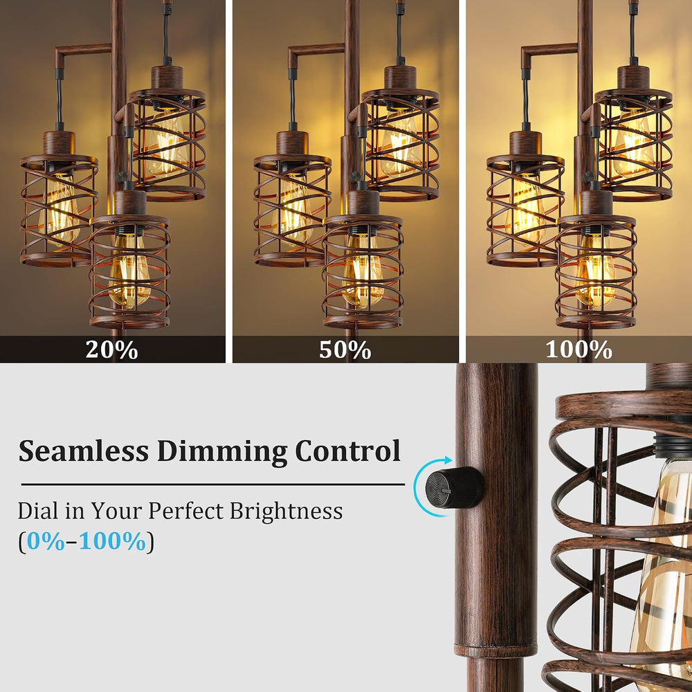 70" Farmhouse Dimmable Tree Floor Lamp, Floor Lamp for Living Room, Brown