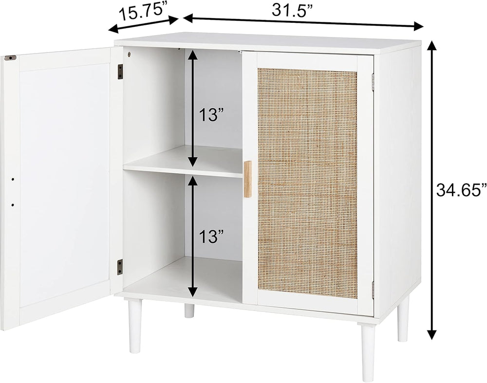 Finnhomy Sideboard Buffet Cabinet, Kitchen Storage Console with Rattan Decora...