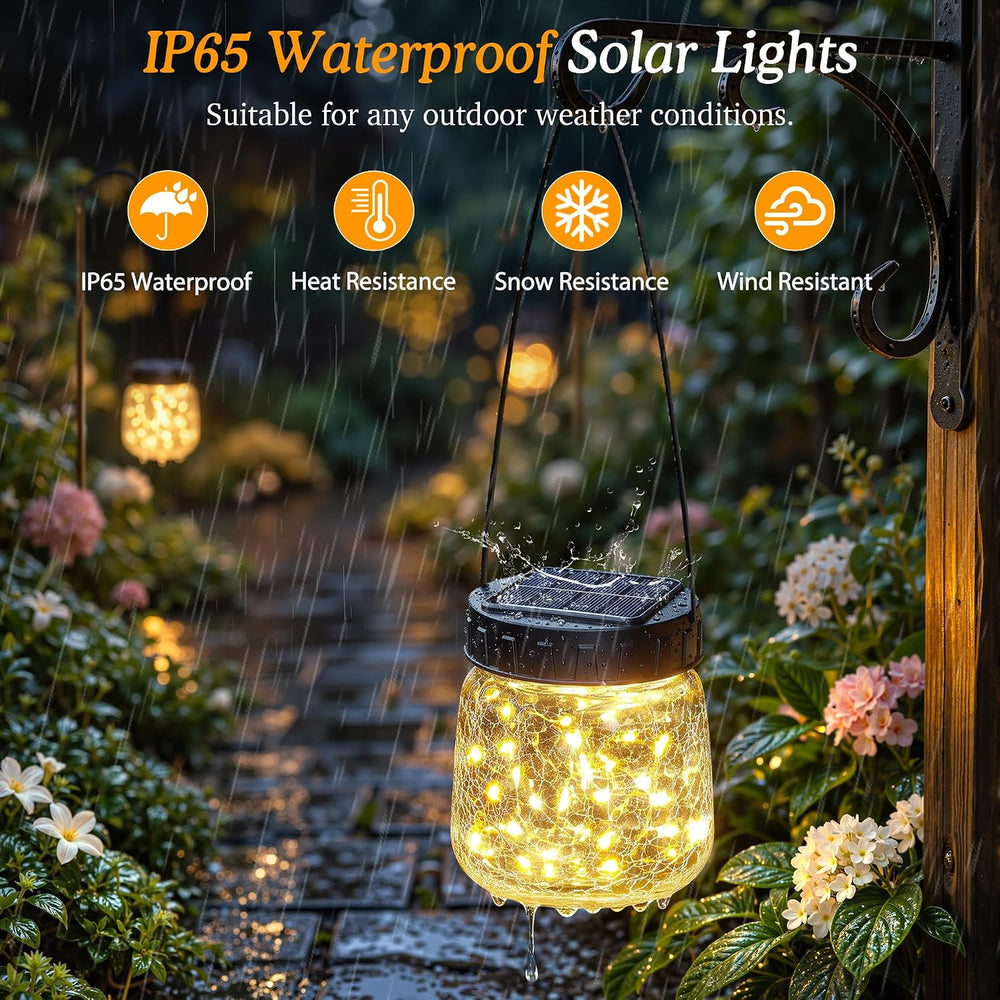 BUCASA Small Solar Lanterns Outdoor Waterproof Hanging Solar Lights