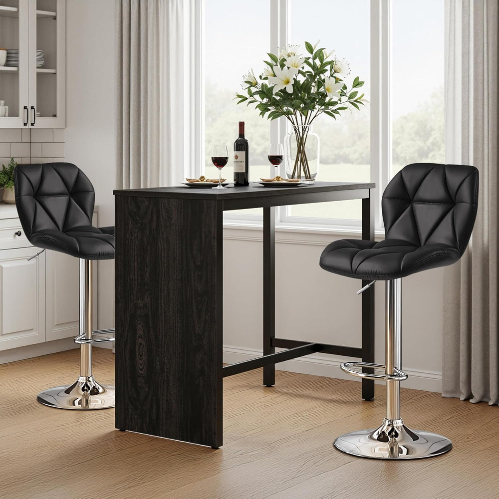 Yaheetech Bar Stools Set of 2 Adjustable Height Swivel Barstools Black