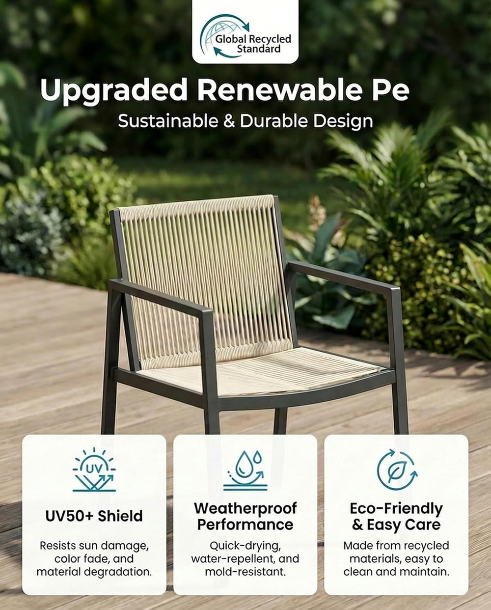 ZANDOR Outdoor Patio Dining Chairs Set of 2,Aluminum Patio Dining Chairs with...
