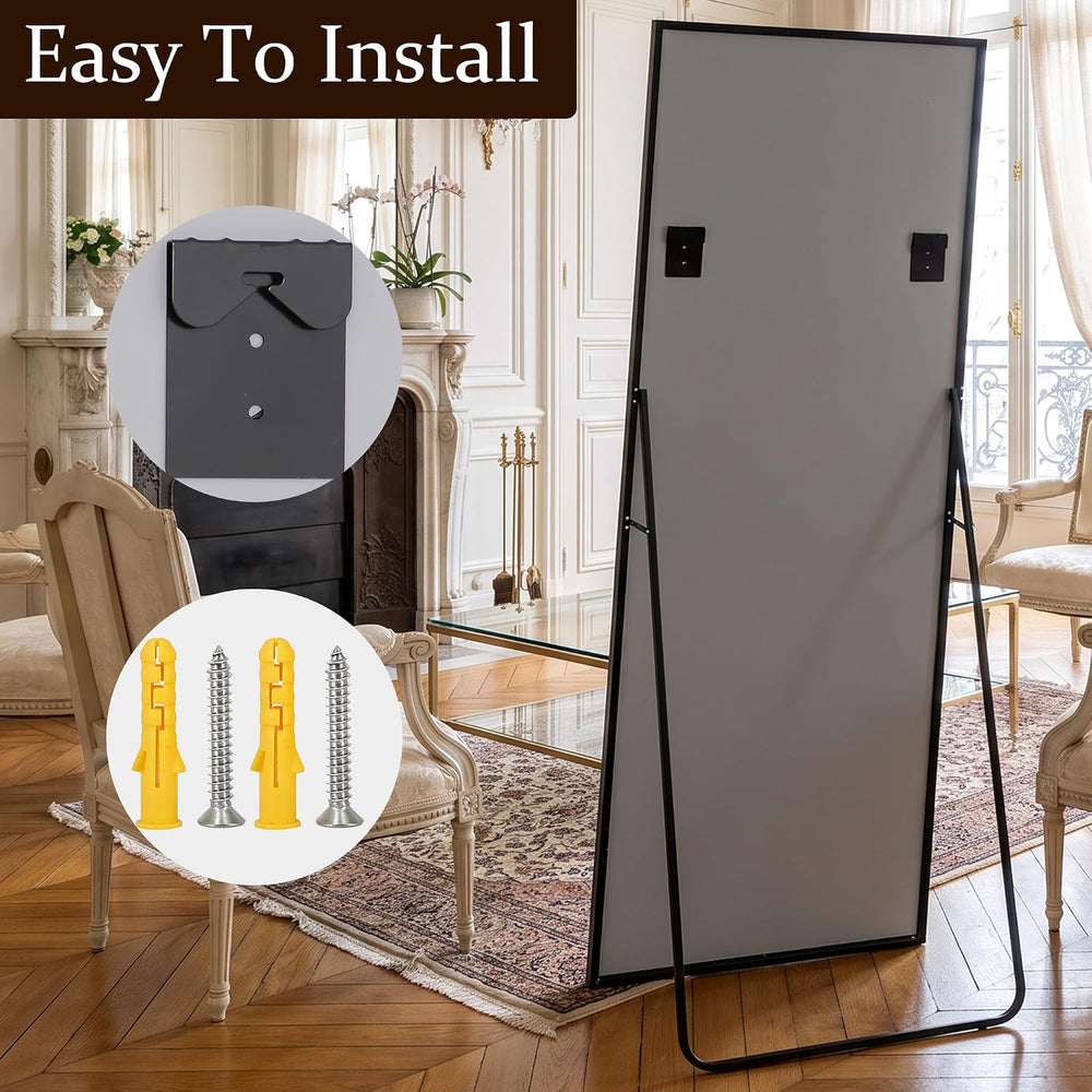 HARRITPURE Windowpane Full Length Mirror, 71"x30" Floor Mirror, Black