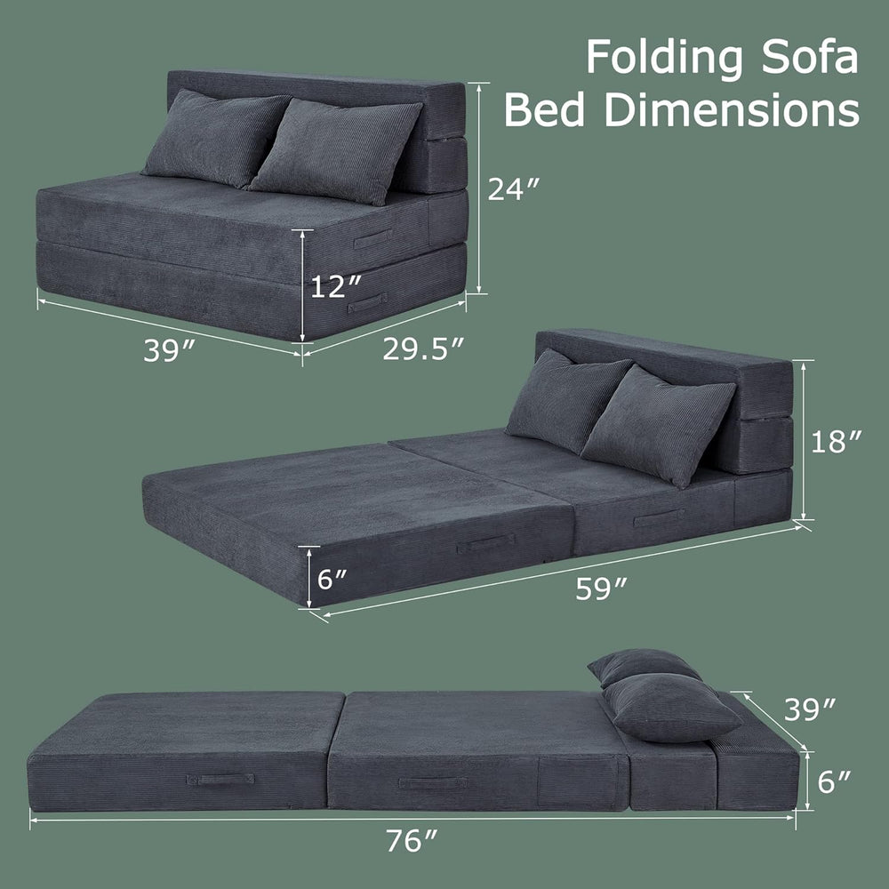 Folding Sofa Bed, Convertible Sleeper Chair Bed, Floor Sofa with Bag