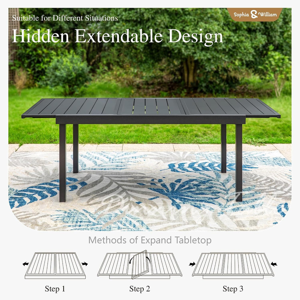 Sophia & William Patio Dining Set w/Expandable Table & 8 Aluminum Chairs