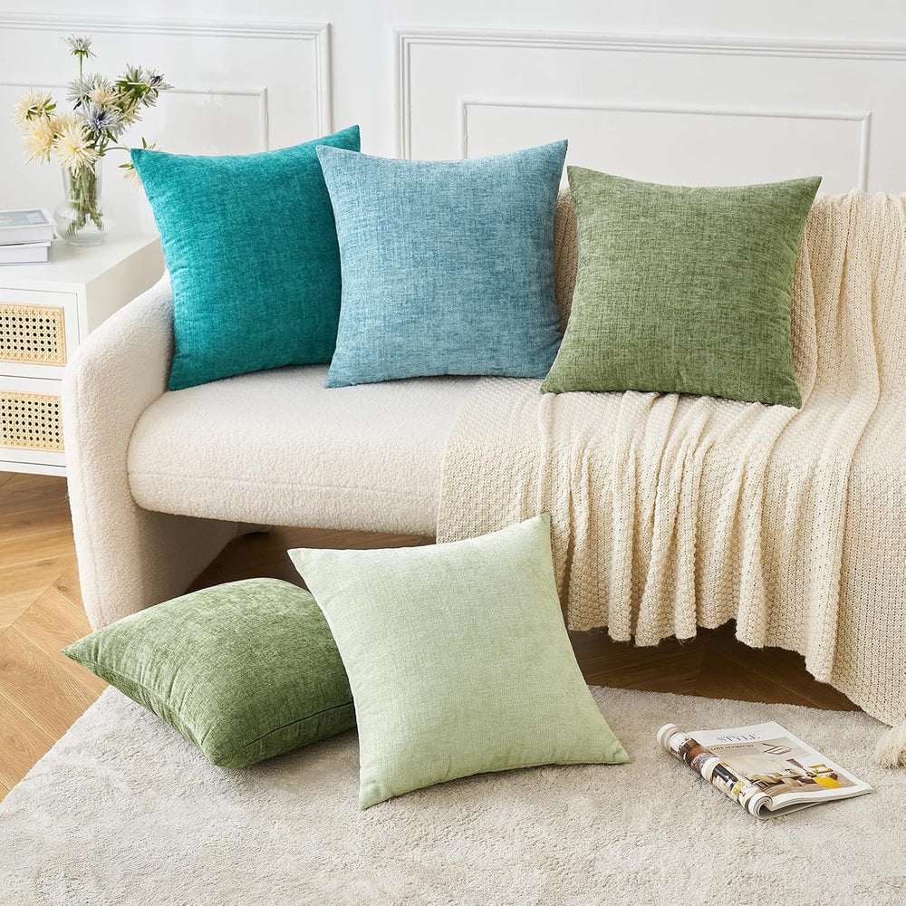 MIULEE Soft Chenille Euro Throw Pillow Covers Sage Green 26x26 Pack of 2