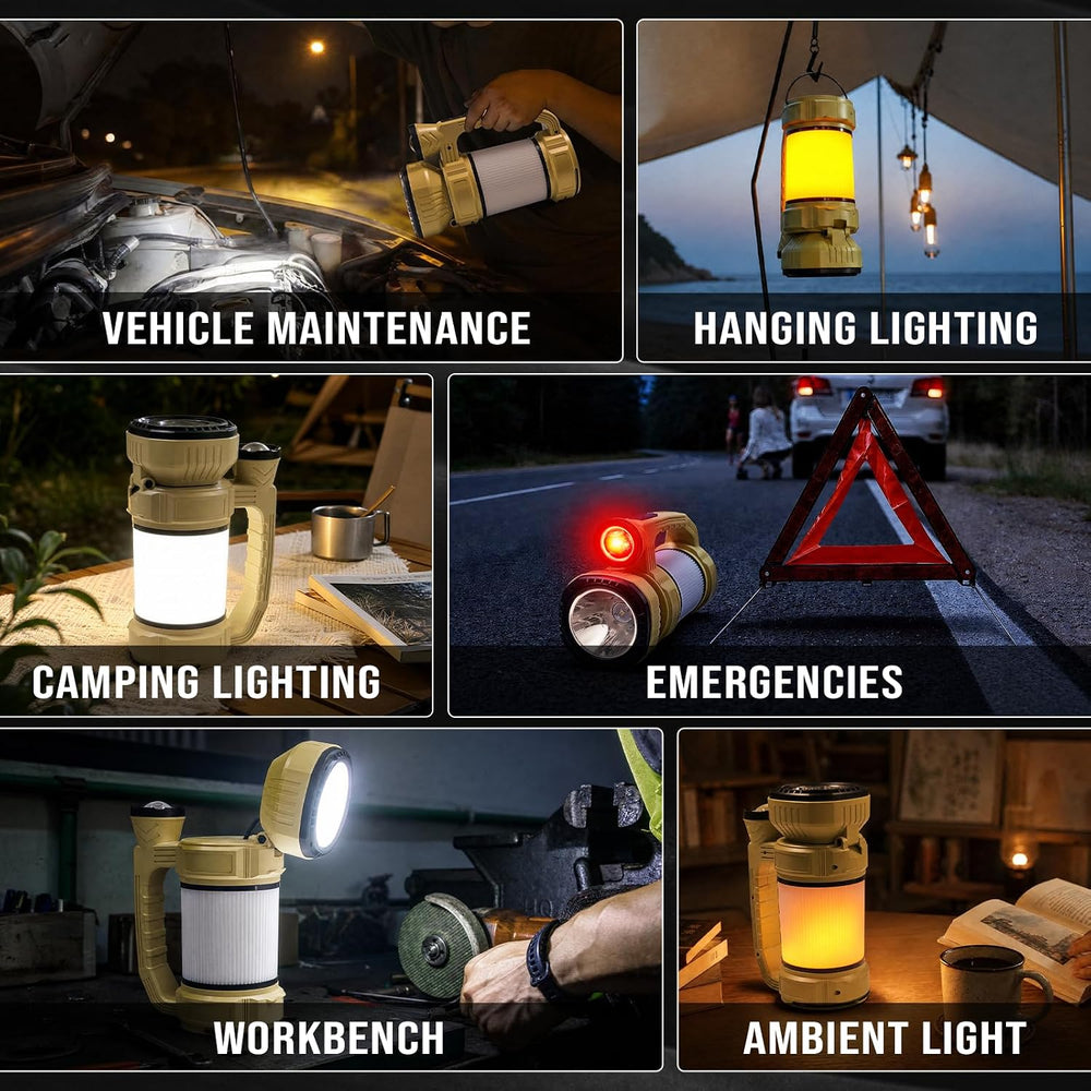 Handheld LED Rechargeable Spotlight Flashlight Lantern,Yellow