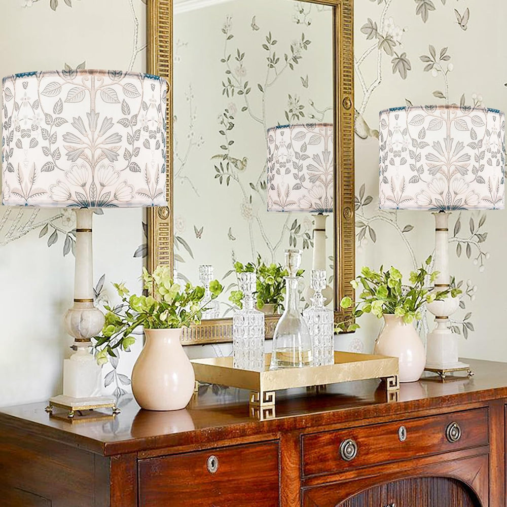 GO&SO Lamp Shades Set of 2,13" D x 10" H,Blue Green Floral Drum...