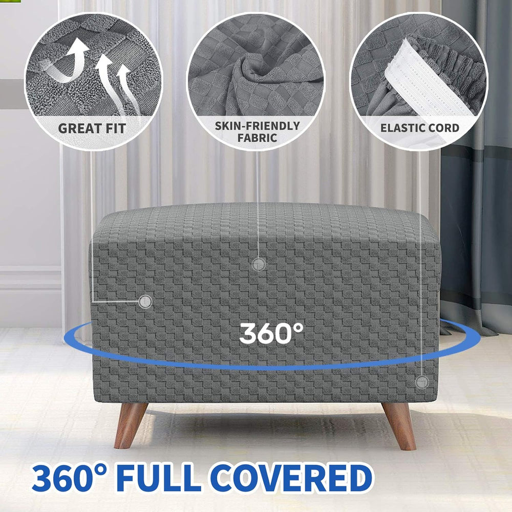 MAXIJIN Jacquard Ottoman Cover Slipcovers Folding Storage Stool Furniture Pro...