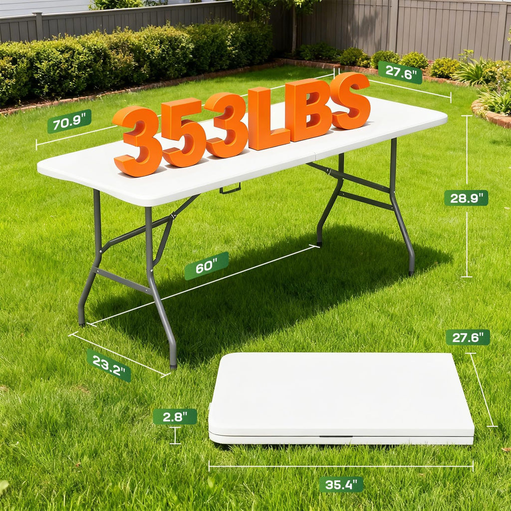 fdw | 6ft folding table | white |, close-up detail