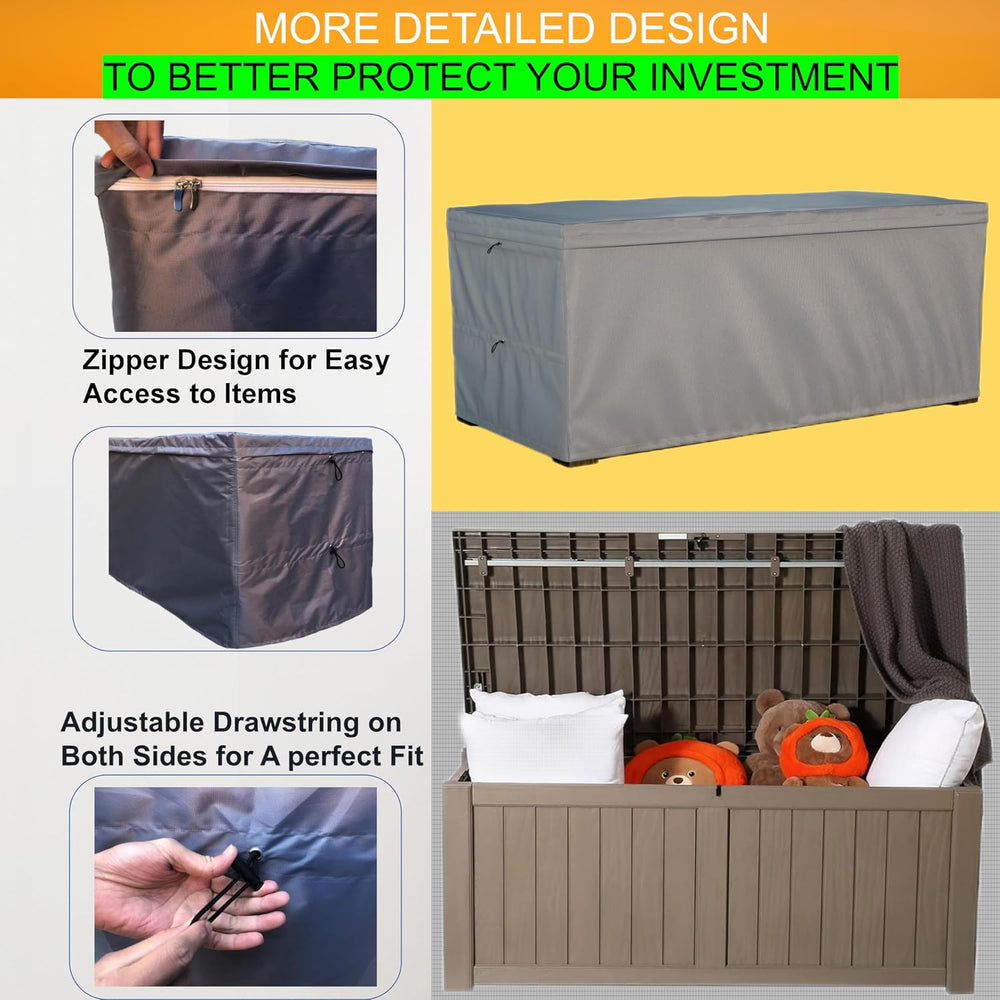 Deck Box Cover - Outdoor Storage Box Cover 150 Gallon, Heavy Duty 600D Oxford...