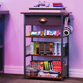 Hongtamoya 4-Tier AV Media Stand with Drawer, Gaming Console Shelf