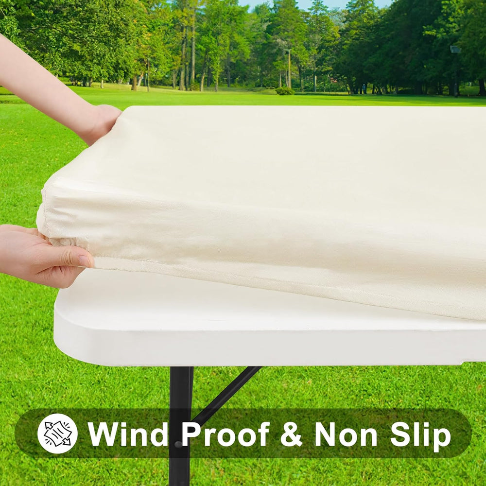 Smiry 3 Pack Rectangle Table Cloth, Elastic Fitted Flannel Backed Vinyl Table...
