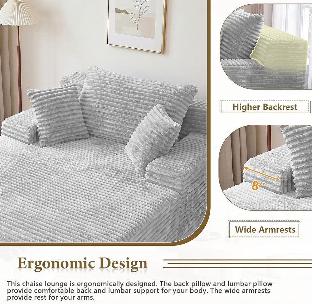 65" Oversized Boneless Chaise Lounge Chair, Cloud Reading Chair
