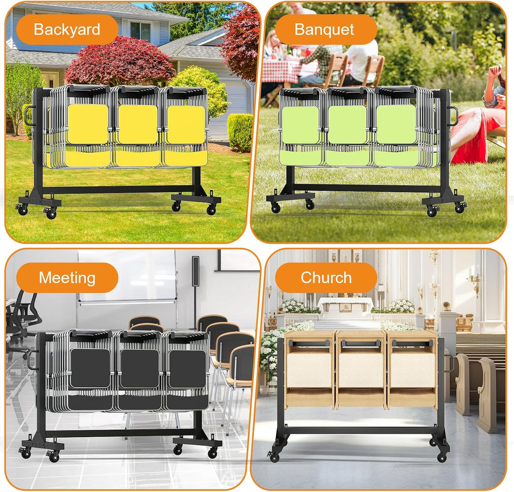SPECRAFT Folding Chair Rack and Table Cart for 42 Chairs or 12 Tables