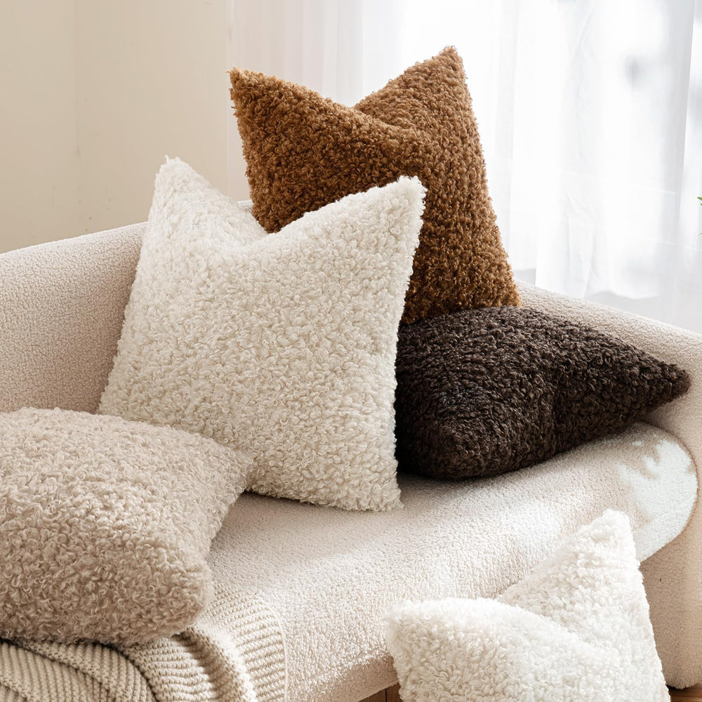 MIULEE Decorative Faux Fur Pillow Covers Euro Sherpa 24x24 Chocolate
