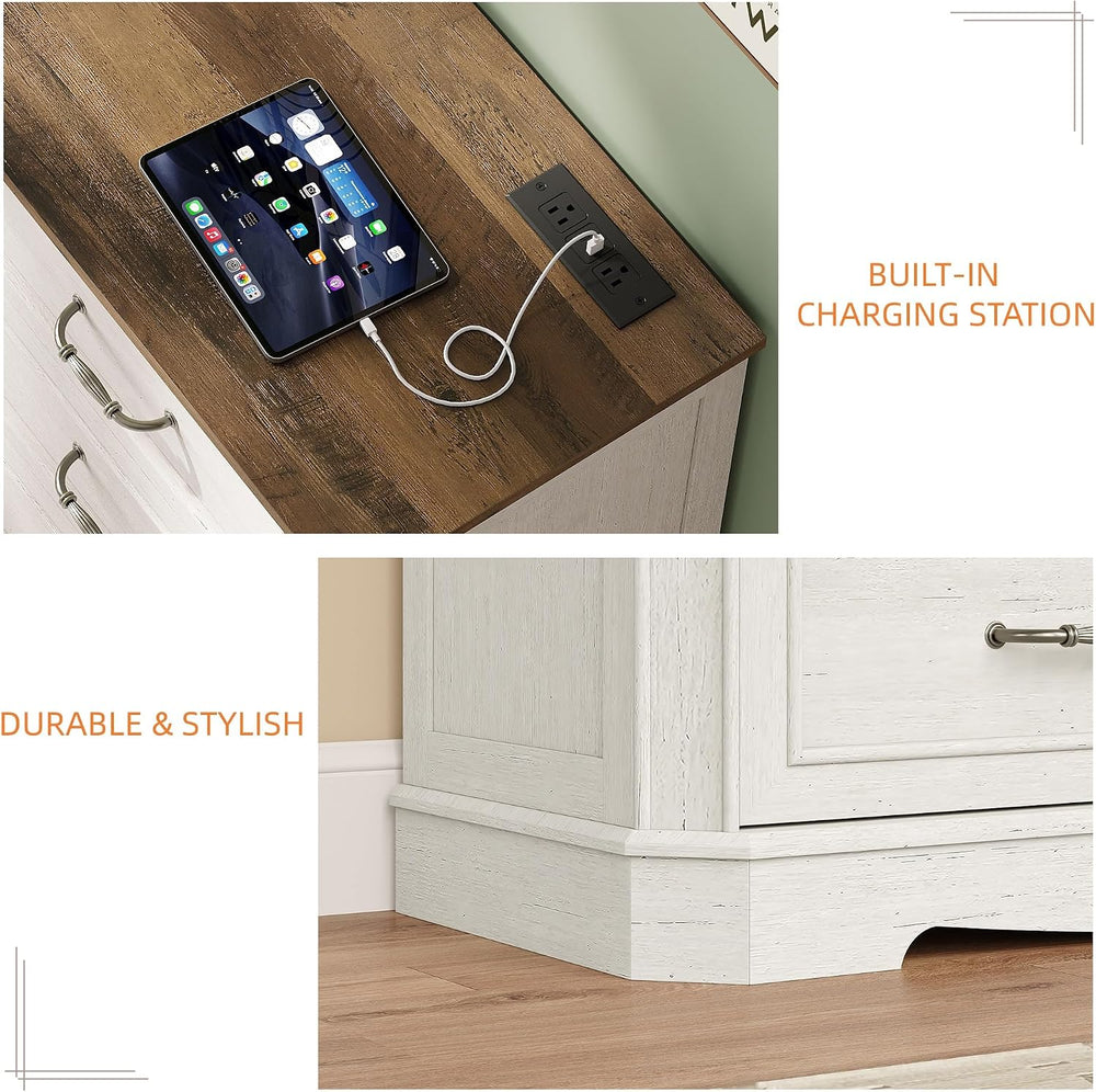 Maupvit 47" Farmhouse 6 Drawers Dresser for Storage,Wide Metal Handle, S...