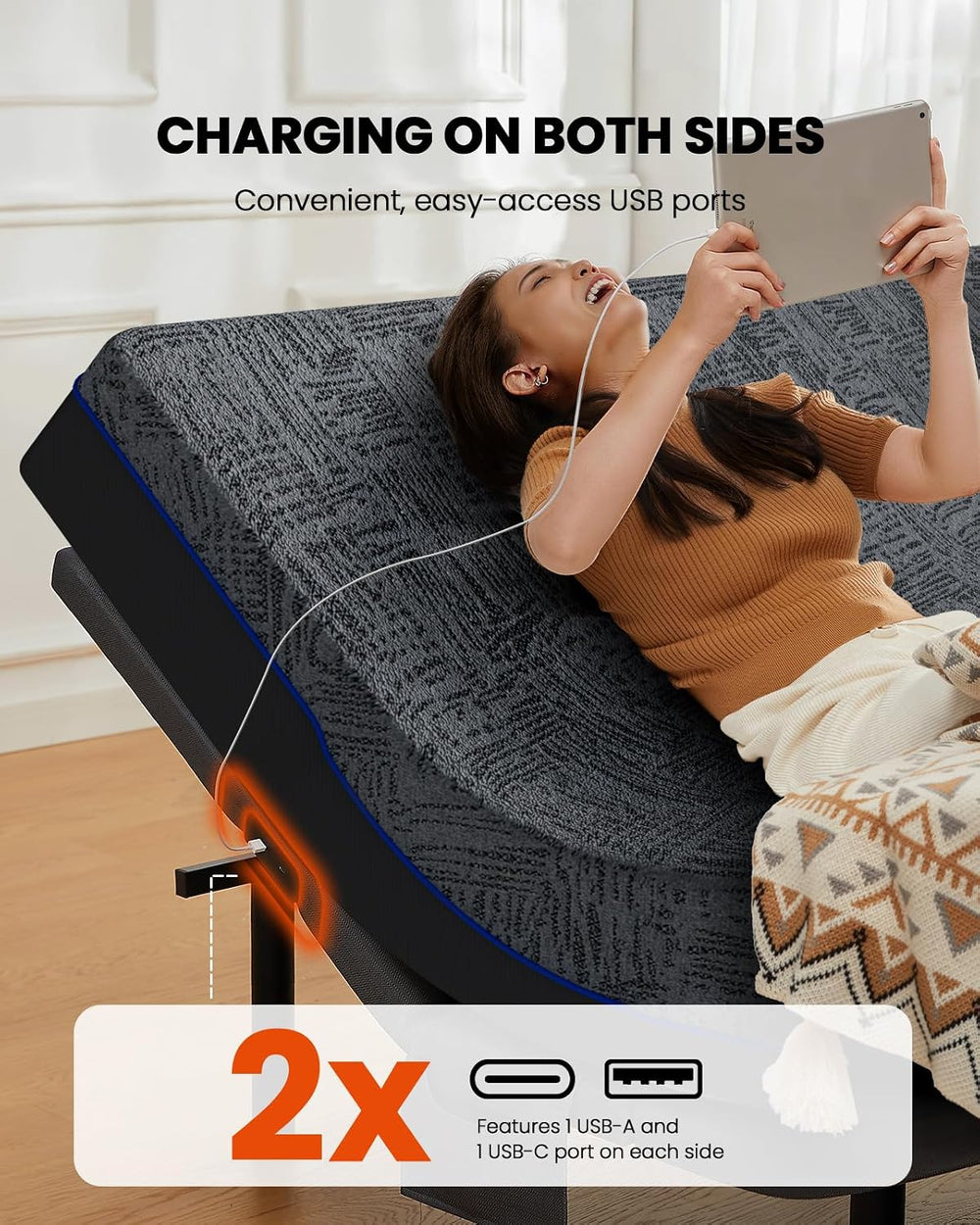 Amada Split King Adjustable Bed Frame with Head & Foot Incline & Wire...