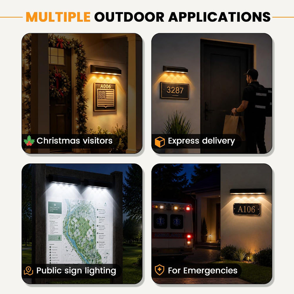 Solar Address Sign Light Outdoor Waterproof IP65（2 Pack）
