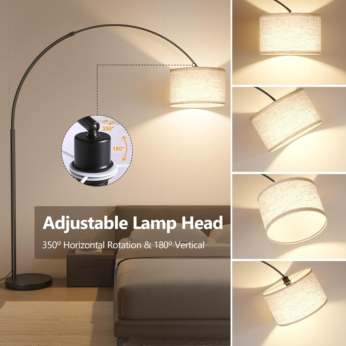 SUNMORY 82" Tall Arc Floor Lamp for Living Room, Large Standing Arched Lamp