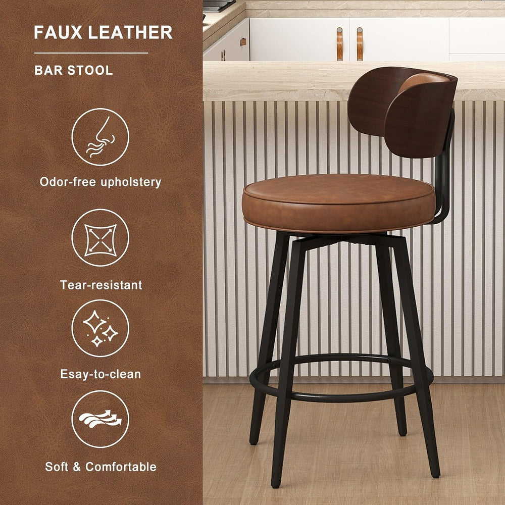 SAECKBERG Swivel Counter Height Bar Stools Set of 3, 26" Upholstered Bar...