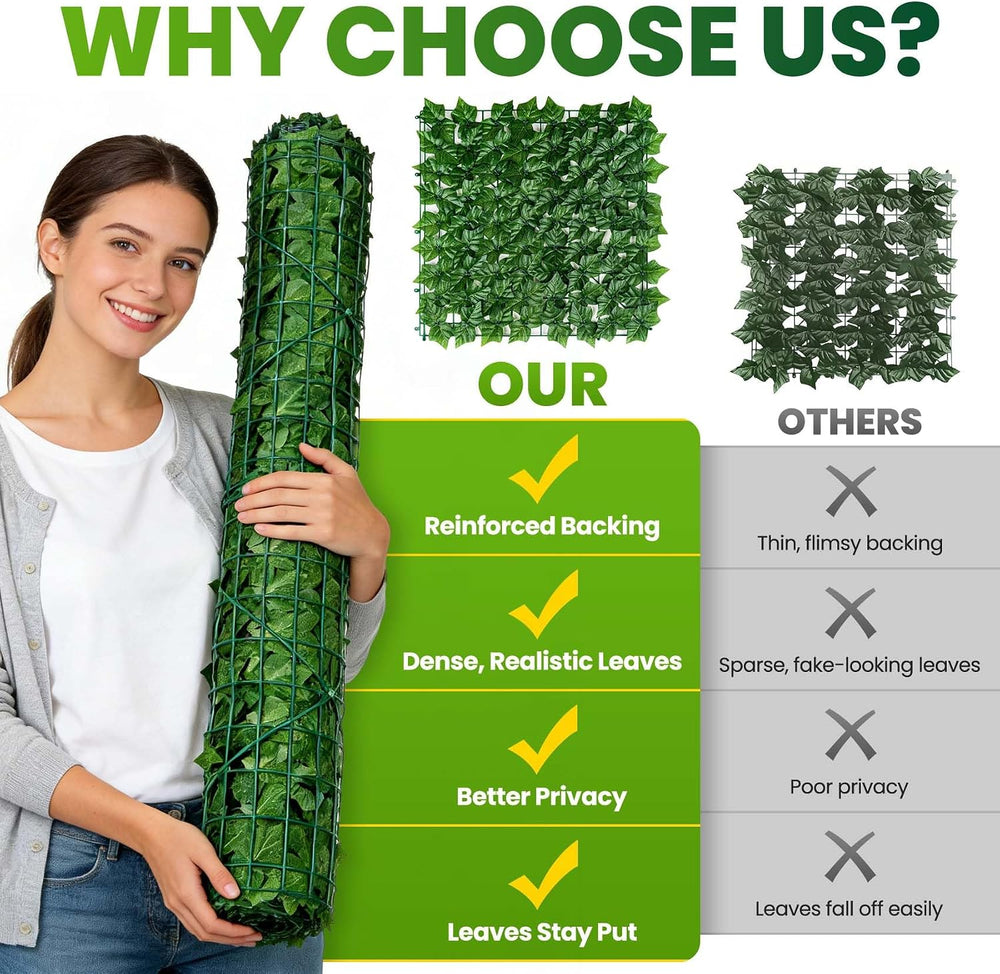 KASZOO 240"x40" Artificial Ivy Privacy Fence Screen - UV-Anti Breat...