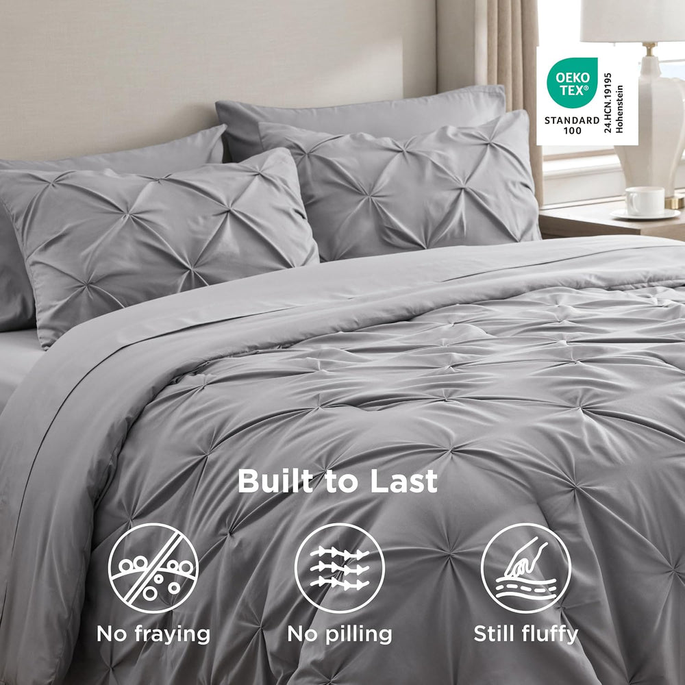 Bedsure 7-Piece King Size Comforter Set & Sheets, Grey King Bedding