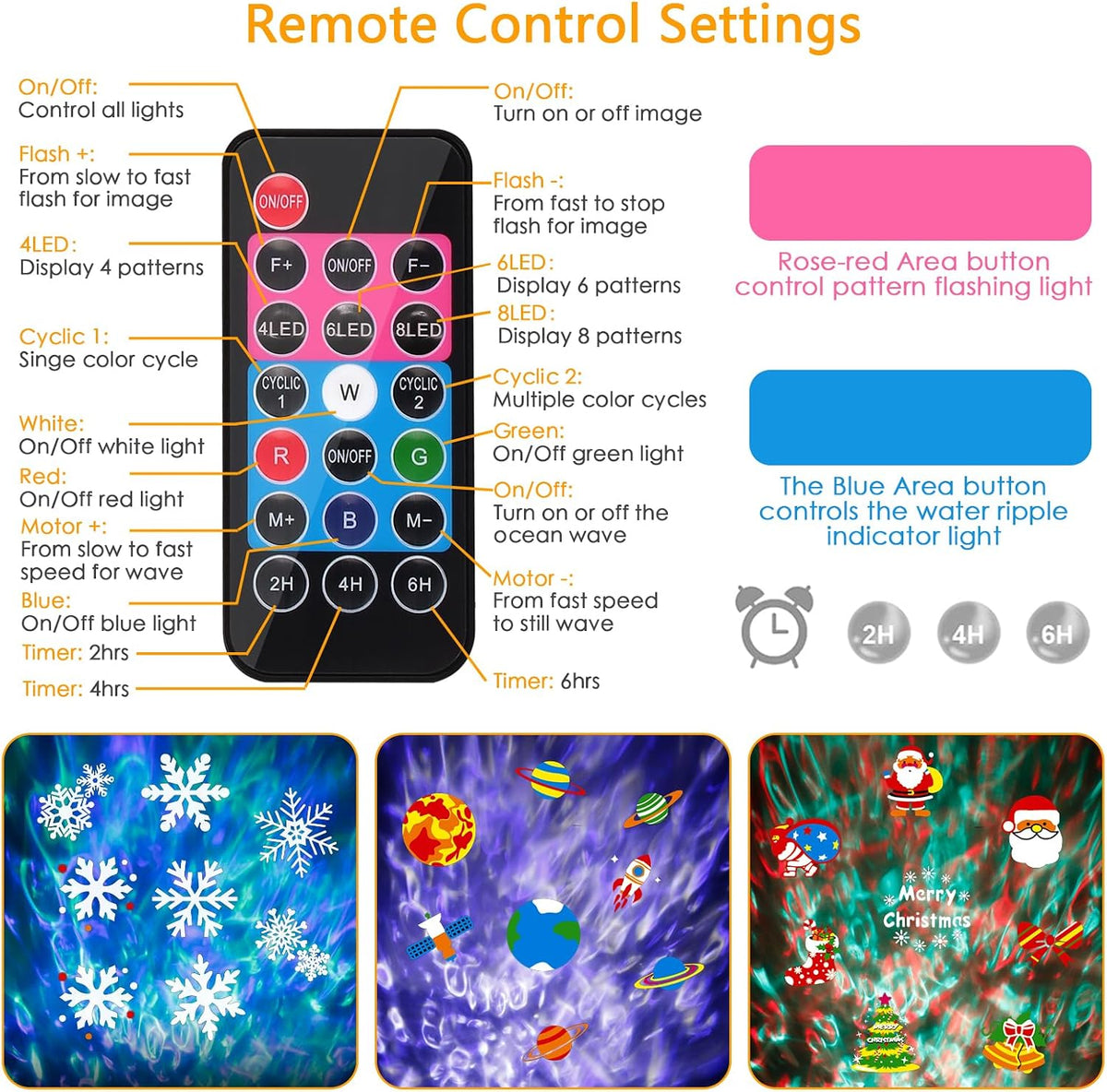 Halloween Christmas Outdoor Projector Lights with 14 HD Replaceable Slides with Remote Control Waterproof Outdoor Indoor Xmas Theme Party Yard Garden Decoration