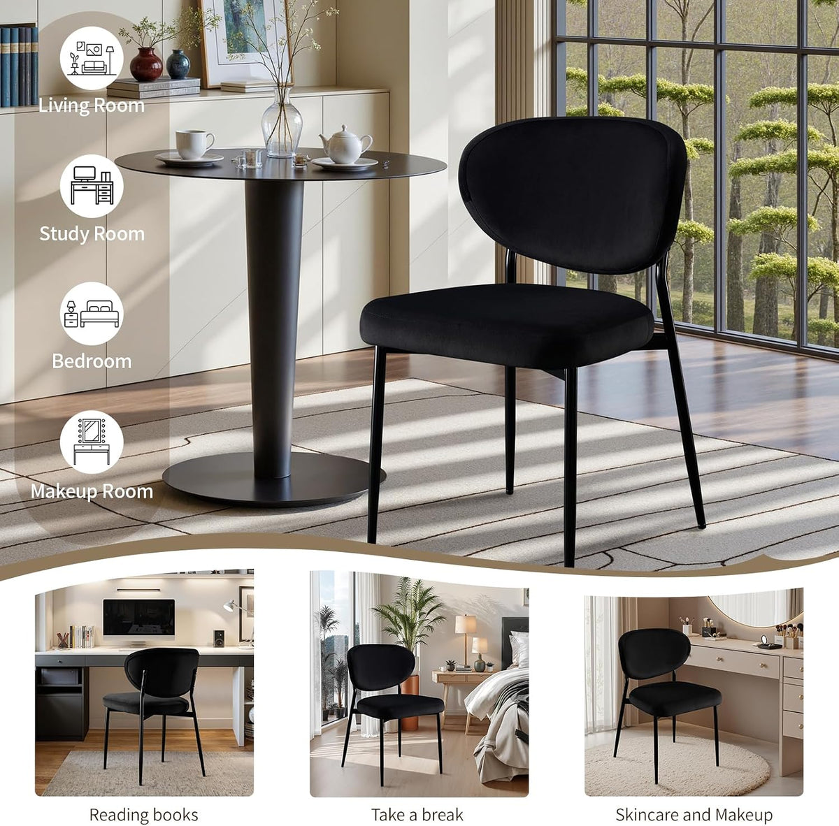 stoolink black velvet dining chairs set of 6 on a desk or shelf