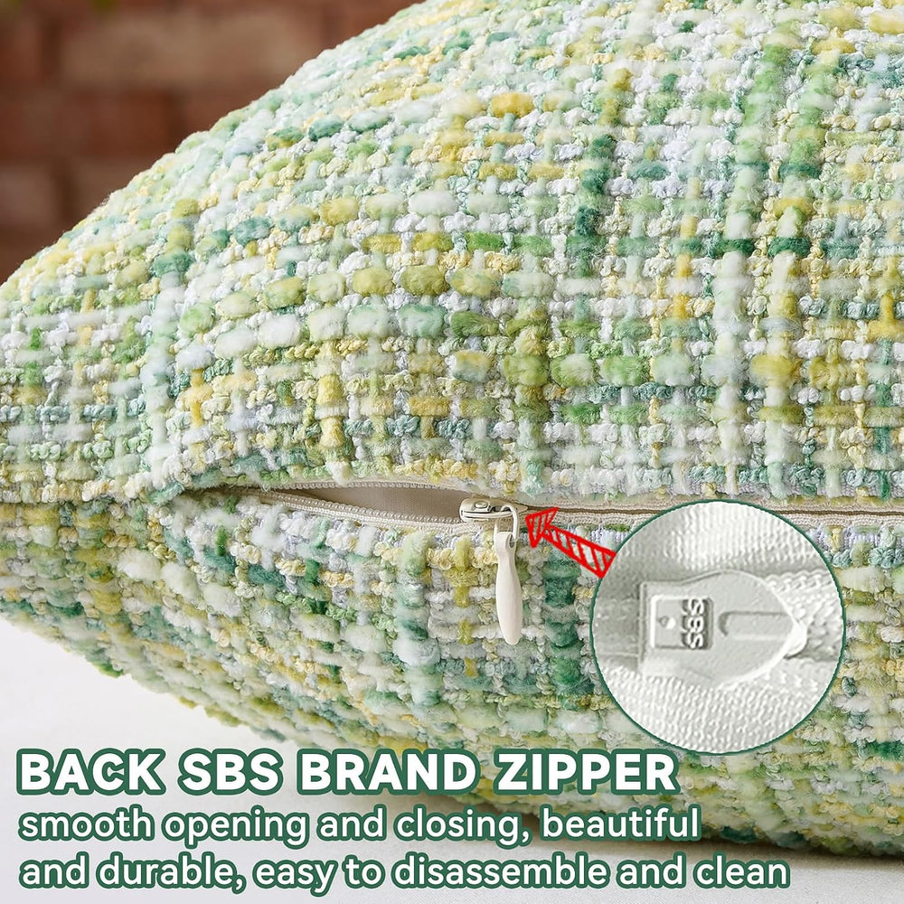 AmHoo Pack of 2 Chenille Textured Throw Pillow Cover, 500GSM Boho Farmhouse D...