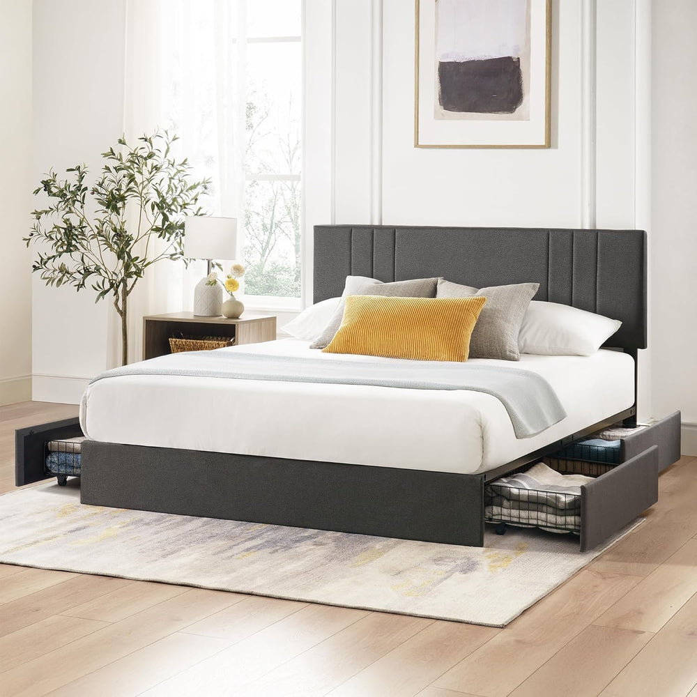 Zinus Billie Platform Bed Frame, Four Underbed Storage Drawers, Queen