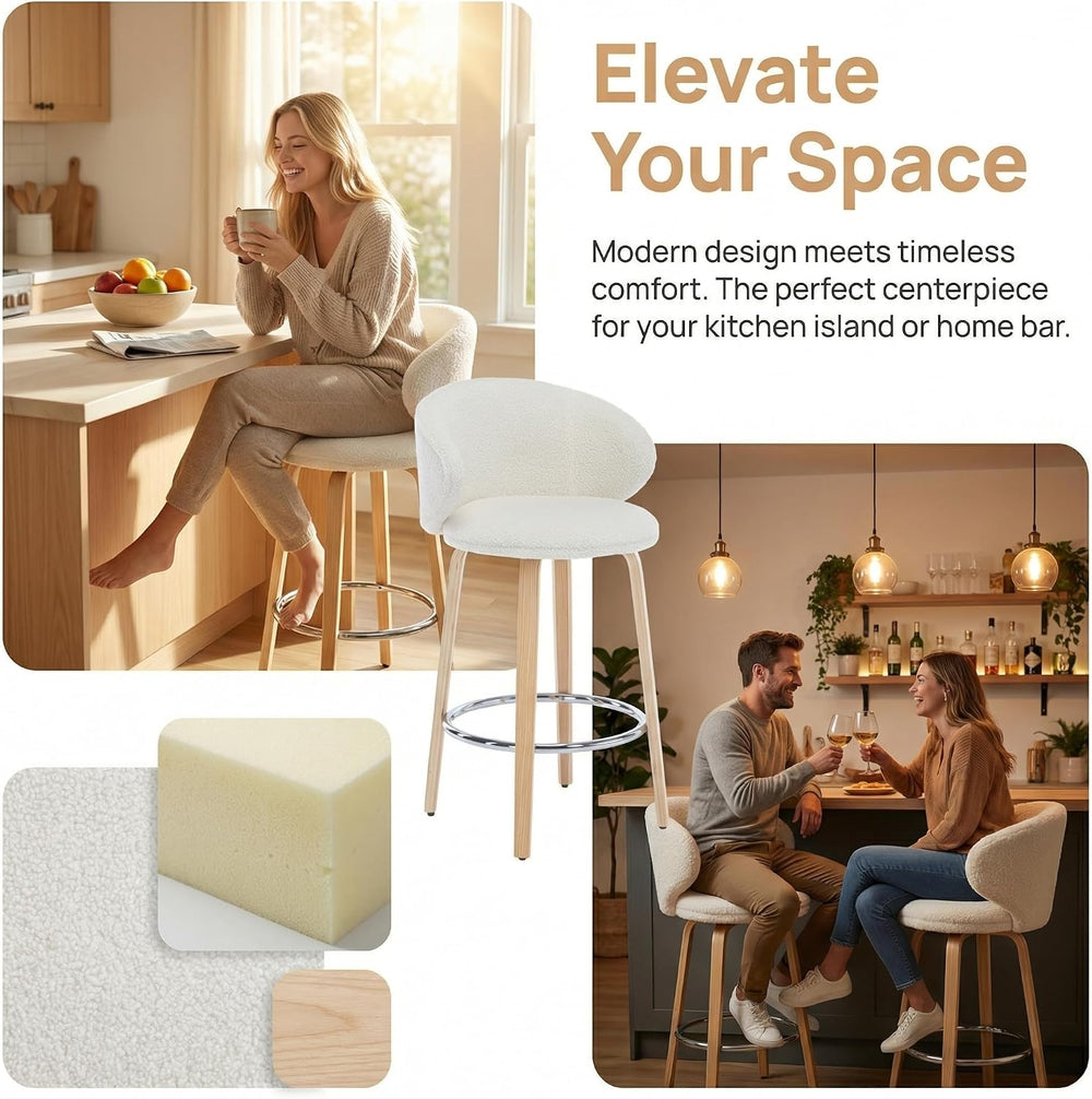 LukeAlon 26" Bar Stools Set of 2, White