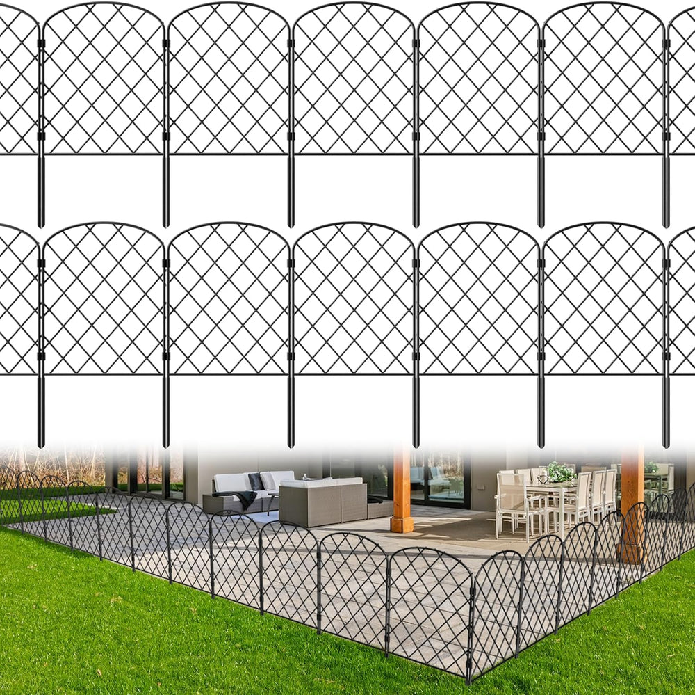 PINPON 19Pack 20ft Garden Fence 24in High Rustproof Metal Barrier Yard