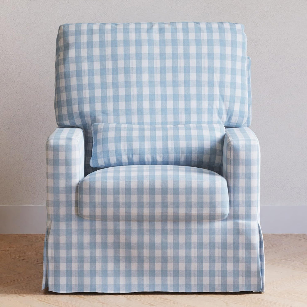 NAMESAKE Crawford Pillowback Comfort Swivel Glider, Blue Gingham