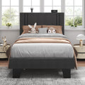 Feonase Twin Platform Bed Frame, Fabric Upholstered Twin Bed Frame, Solid Wood Slats & Heavy Duty Feet Support, No Box Spring Needed, Noise-Free, Easy Assembly, Dark Grey