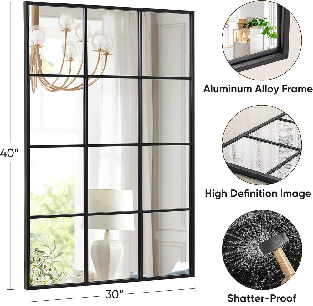 Suidia Wall Mirror, 30" x 40" Window Decorative Mirrors, Metal Fram...