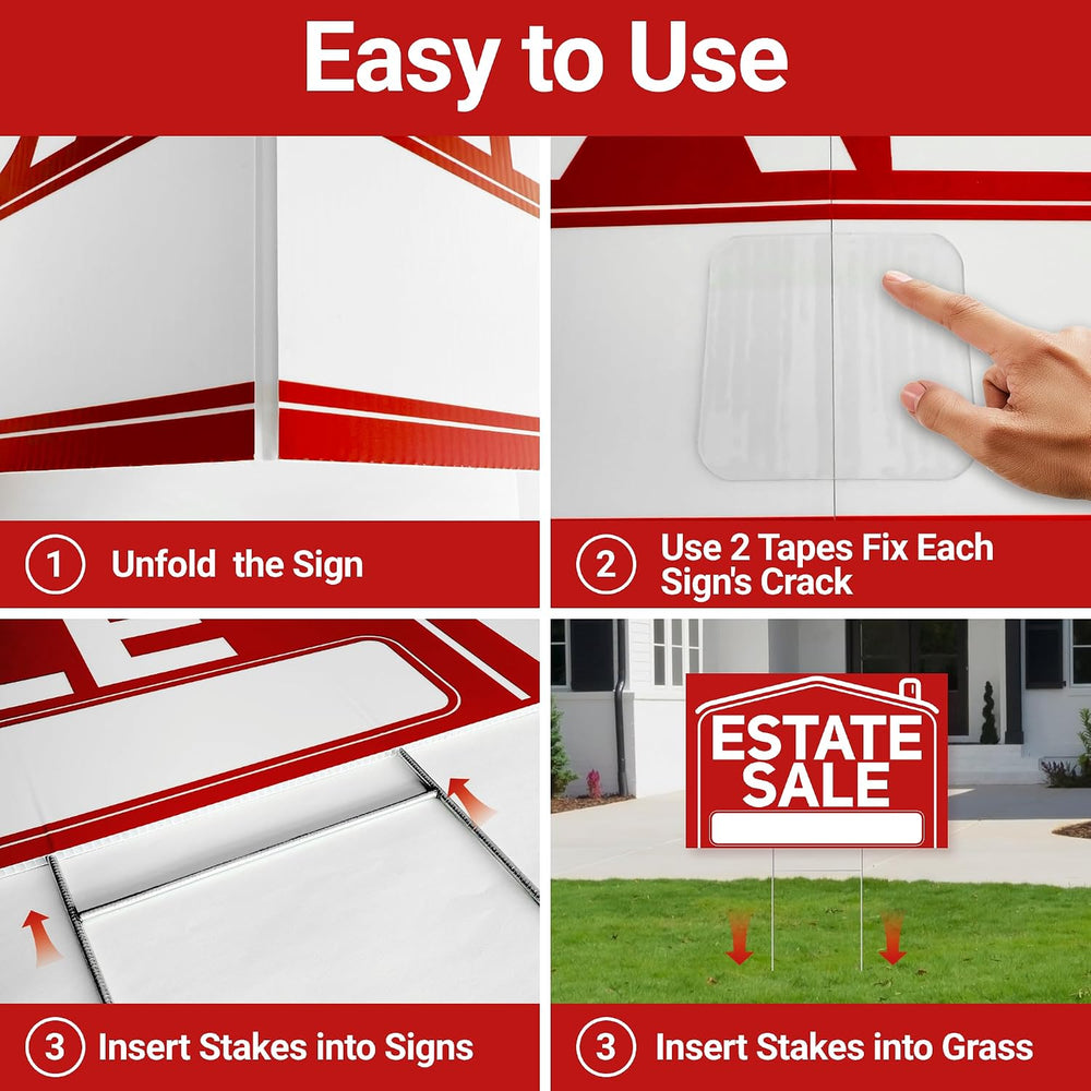 6 Pcs Estate Sale Signs with Stakes, Foldable Extra-Large Estate Sale Signs 2...