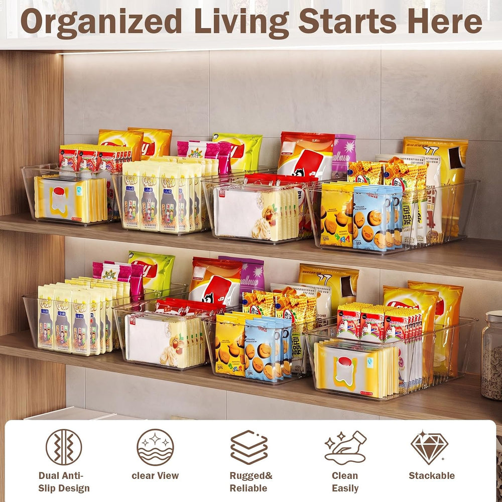 8 Pack Pantry Organization and Storage Bins with Removable Dividers