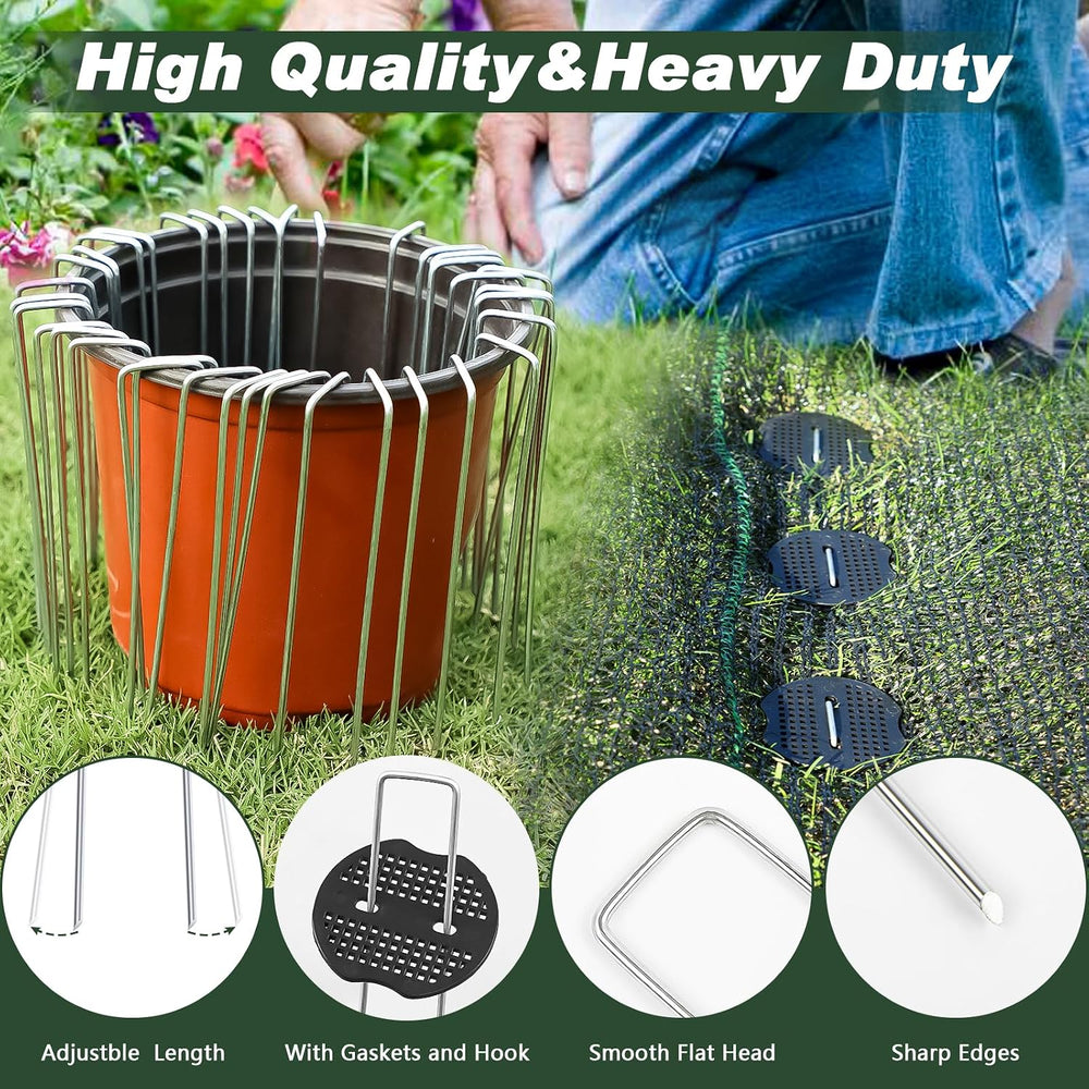 FEED GARDEN Landscape Staples 6 Inch 200 Pack Kit, Heavy Duty 11 Gauge Hot-Di...