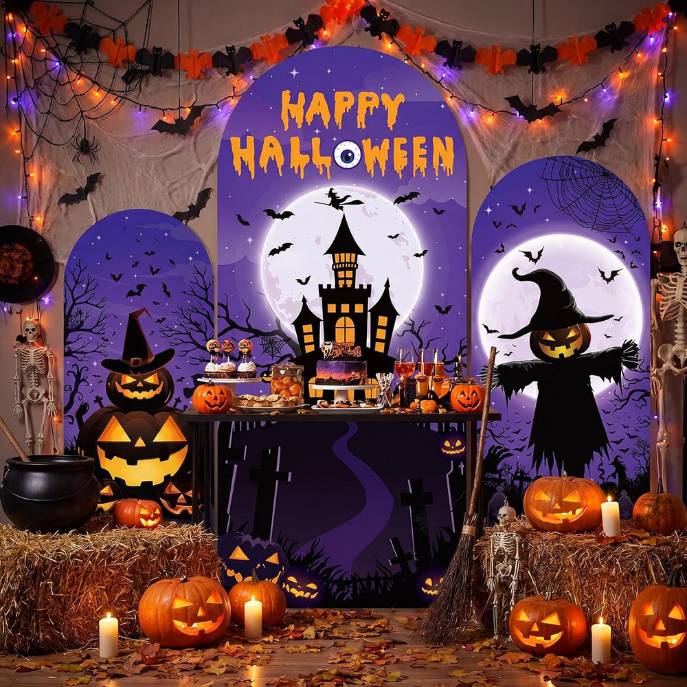 WovWeave Halloween Castle Arch Cover Backdrop Decorations Set of 3